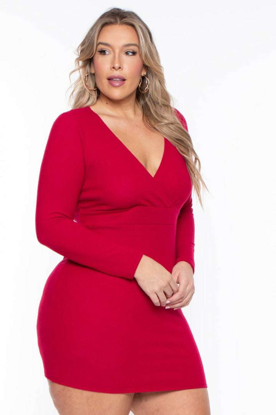 Dresses * | Curvy Sense Plus Size Lena Dress Dresses Red