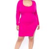 Dresses * | Curvy Sense Dresses Plus Size Denelle Mini Dress Fuchsia