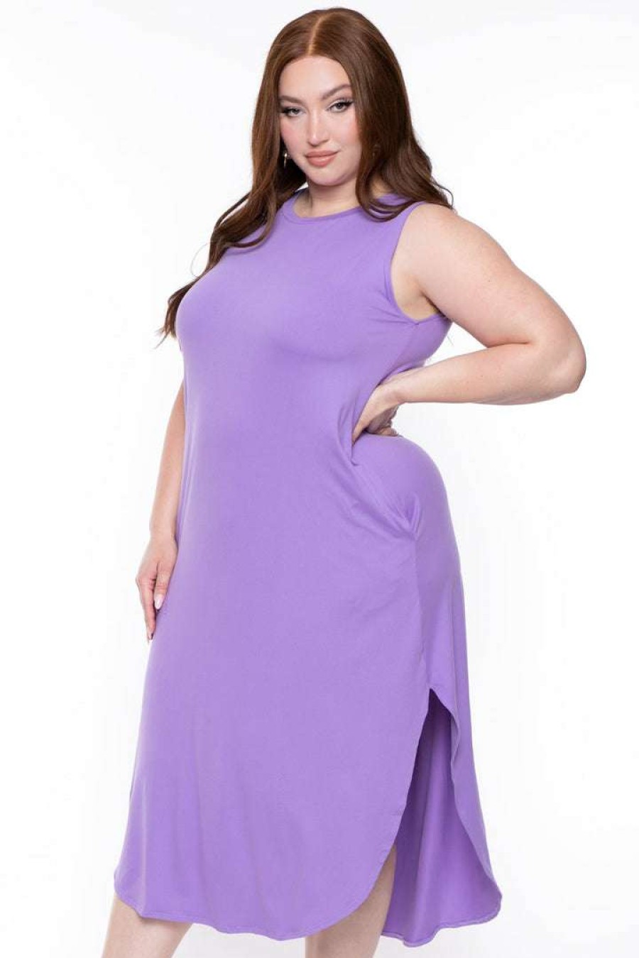 Dresses * | Zenana Plus Size Tank Maxi T-Shirt Dress Lavender