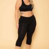 Bottoms * | Uni Active Mopas Plus Size High Waist Capri Leggings Bottoms Black