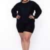 Sets * | Highlight Plus Size Knit Sweater And Shorts Set Matching Sets Black