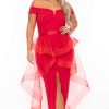 Dresses * | Symphony Plus Size Clara Off The Shoulder Tulle Dress Party Shop Red