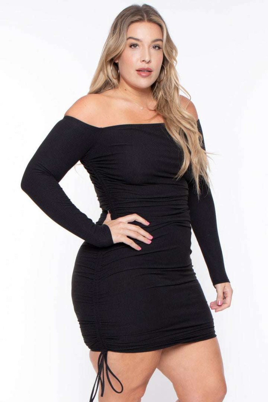 Dresses * | Curvy Sense Little Styles Plus Size Zita Bodycon Dress Black