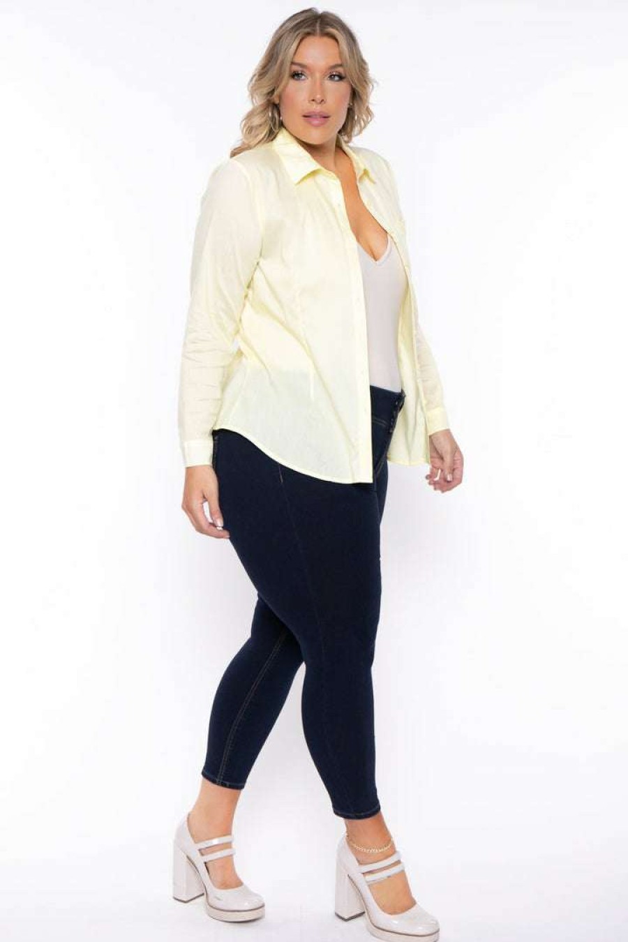 Tops * | Sky Plus Tops Plus Size Boss Babe Top Yellow