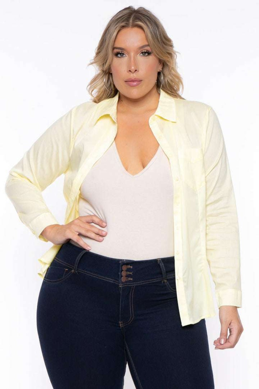 Tops * | Sky Plus Tops Plus Size Boss Babe Top Yellow