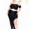 Sets * | Curvy Sense Plus Size Aella Cropped Matching Set Black