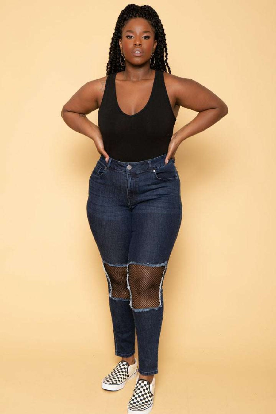 Tops * | Ambiance Plus Size V-Neck Bodysuit Black