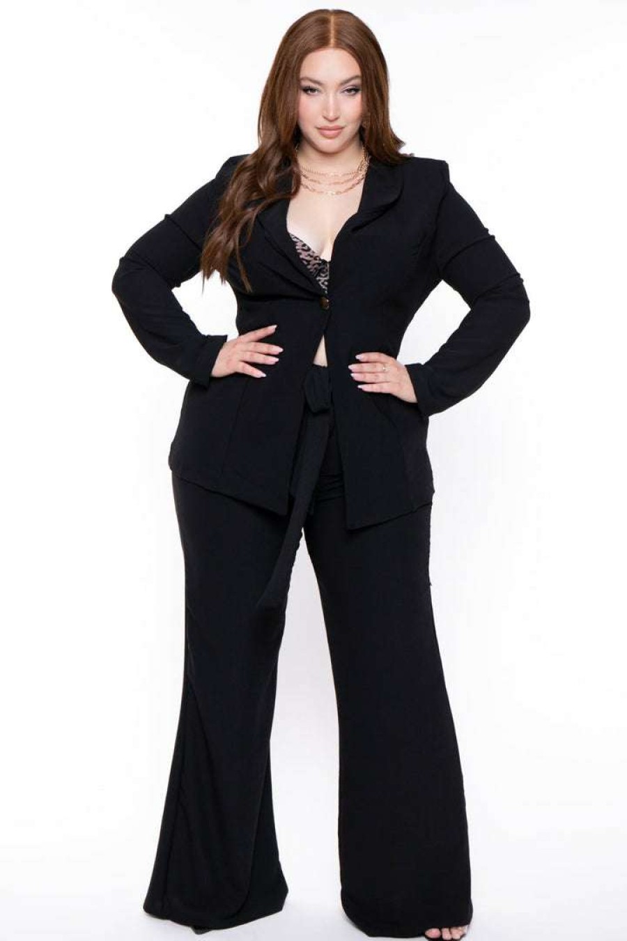 Sets * | Gibiu Plus Size Hbic Pant Suit Set Black