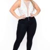 Tops * | Curvy Sense Bodysuits Plus Size Gia Glitter Sleeveless Bodysuit Ivory