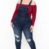 Bottoms * | Wax Jean New Arrivals Plus Size Kai Denim Overalls Dark Wash Blue