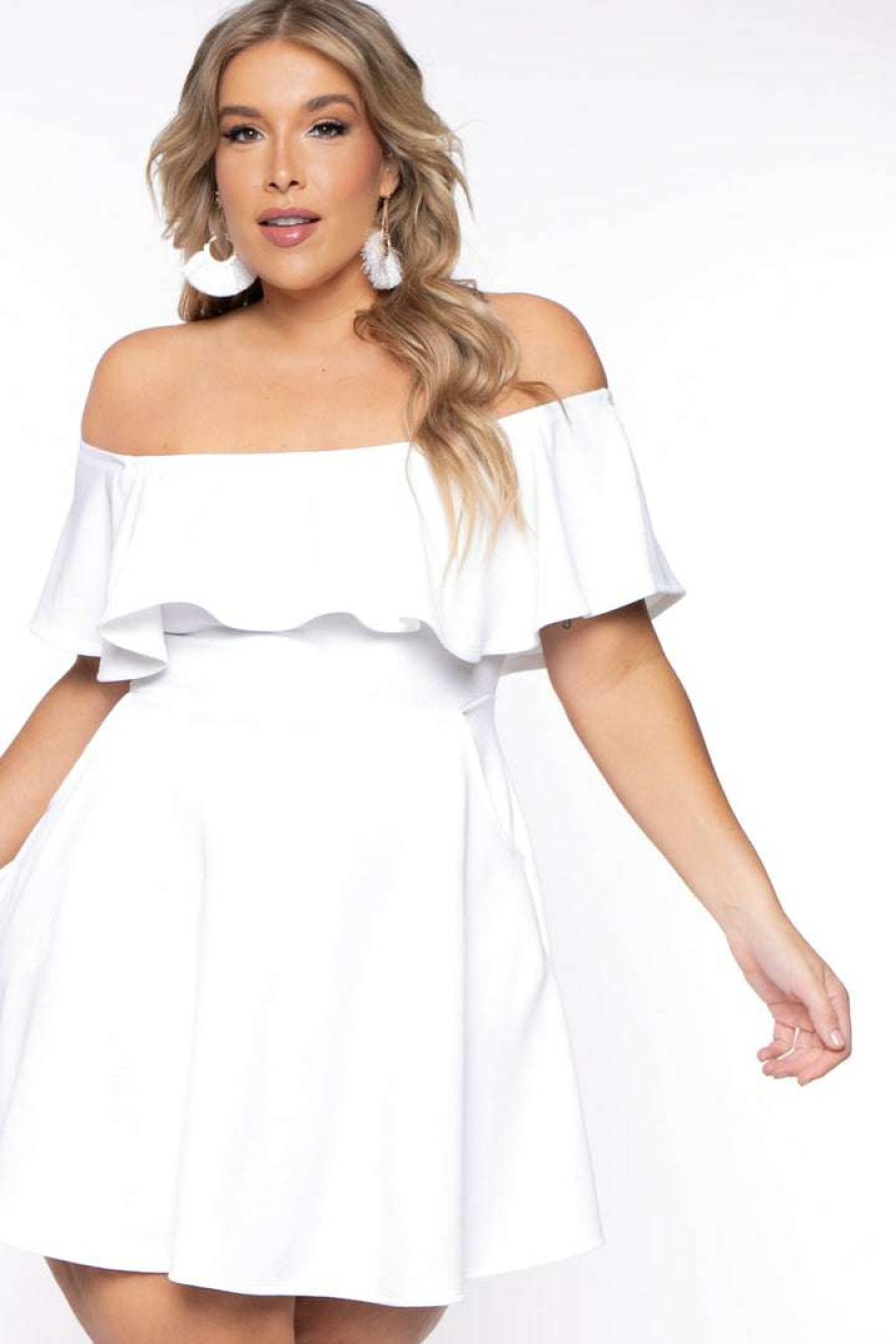 Dresses * | Curvy Sense Plus Size Rosabel Dress New Arrivals White