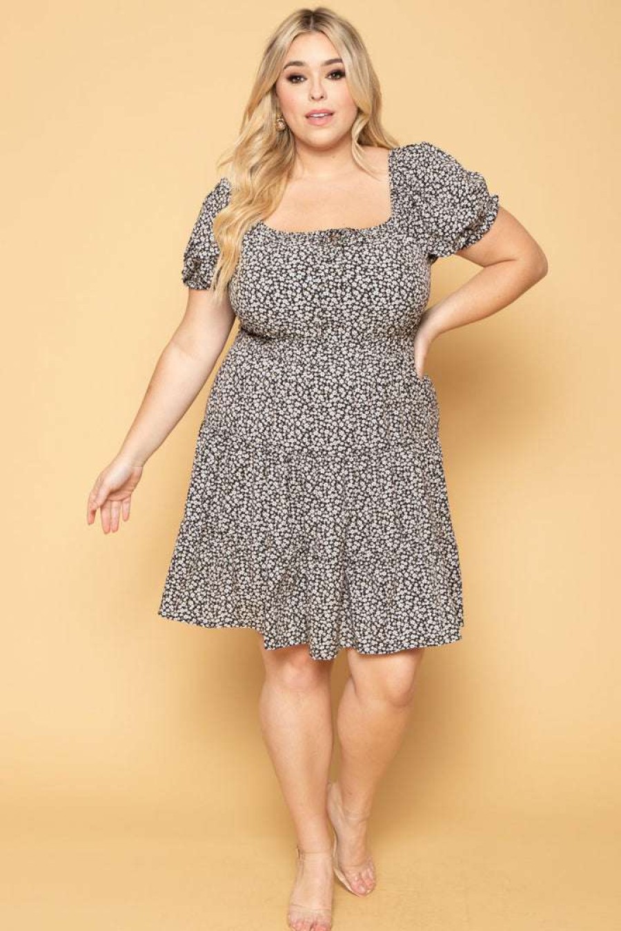 Dresses * | Hesperus New Arrivals Plus Size Hana Floral Dress Black