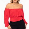 Tops * | Curvy Sense Plus Size Kalia Bodysuit Back In Stock Red