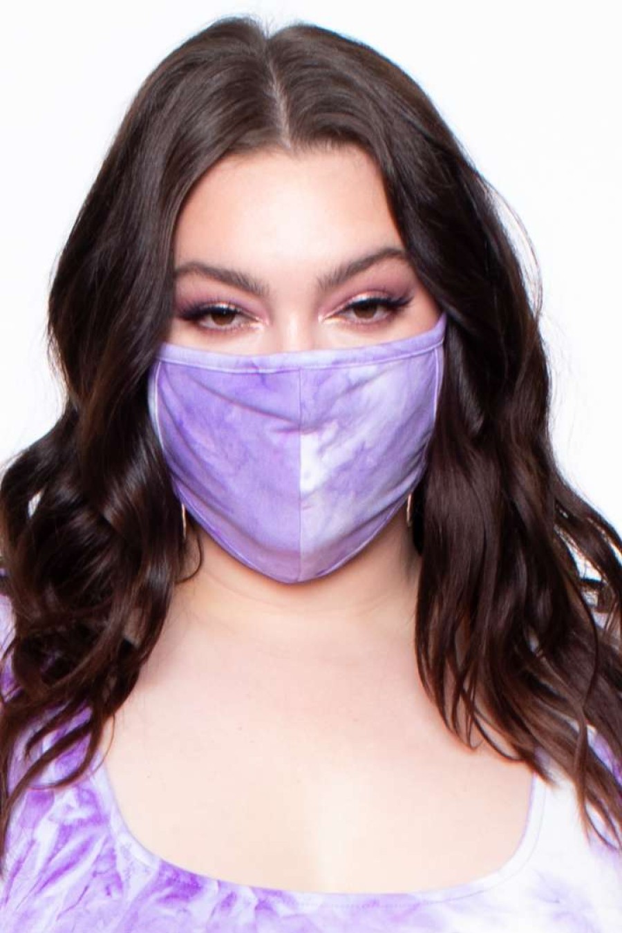 Accessories * | Curvy Sense Washable & Reusable Printed Tie-Dye Face Mask Face Masks Lavender