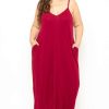 Dresses * | Zenana Dresses Plus Size Cami Strap Maxi Dress Burgundy