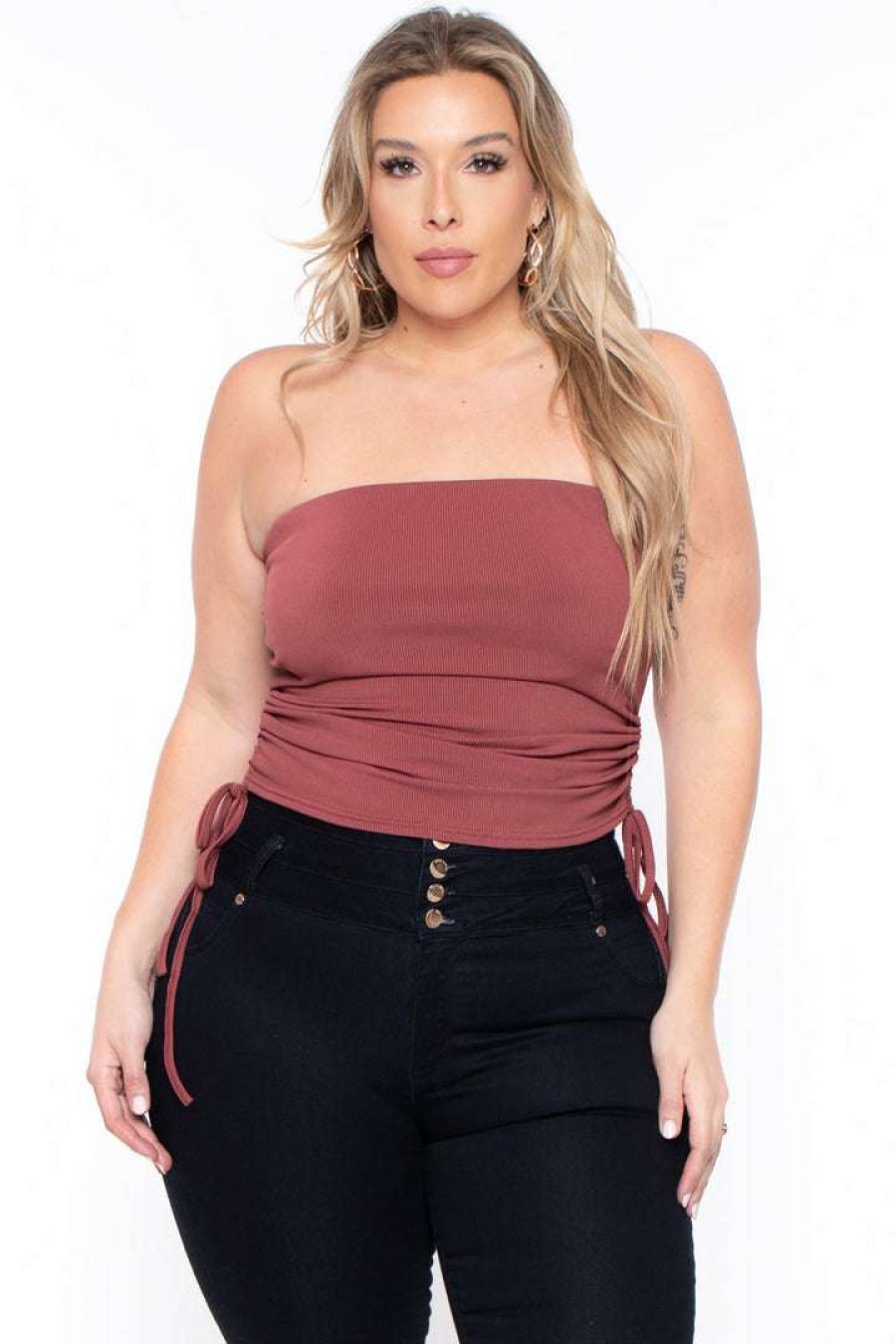 Tops * | Bluebell Tops Plus Size Raylin Tube Top Rust