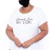 Sets * | Curvy Sense Plus Size Graphic "Spread Love" Tee & Mask Set White