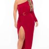 Dresses * | Curvy Sense Back In Stock Plus Size Alana Belted Dress Burgundy