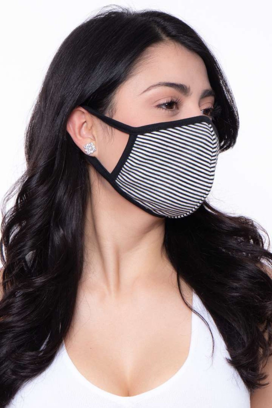 Accessories * | Curvy Sense Face Masks Washable & Reusable Face Mask Stripes Black Stripe