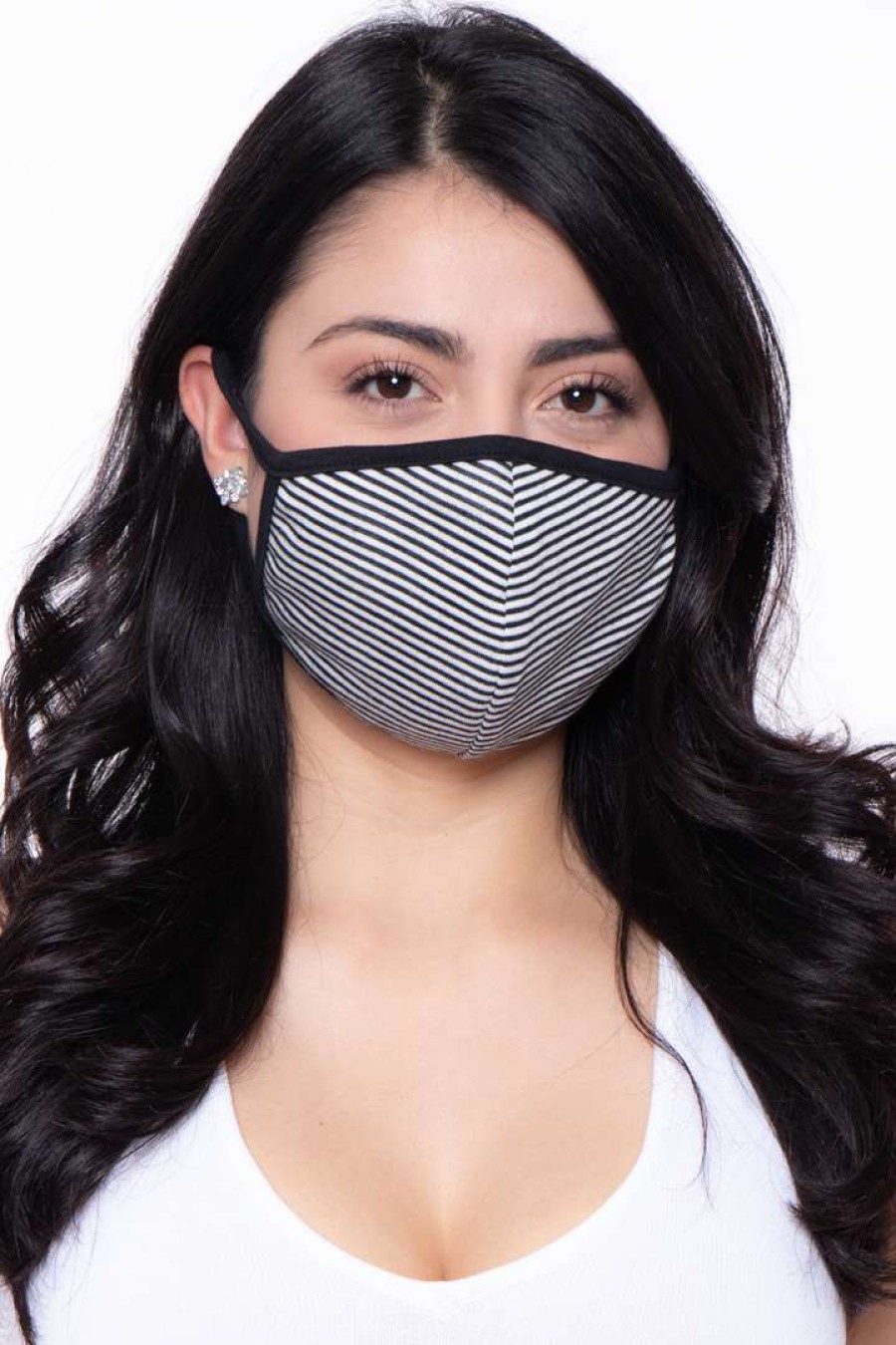 Accessories * | Curvy Sense Face Masks Washable & Reusable Face Mask Stripes Black Stripe