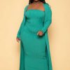 Sets * | Gibiu Plus Size Lizah Tube Dress And Cardigan Set New Arrivals Green