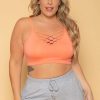 Tops * | Zenana Tops Plus Size Caged Bralette Deep Coral