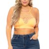 Tops * | Zenana Plus Size Lace Trim Bralette New Arrivals Peach