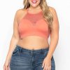 Tops * | Zenana Tops Plus Size Lace Trim Bralette Coral