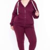 Sets * | Zenana Plus Size Zoe Lounge Set Burgundy