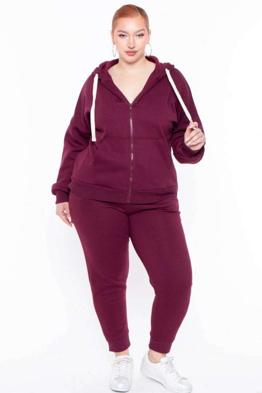 Sets * | Zenana Plus Size Zoe Lounge Set Burgundy