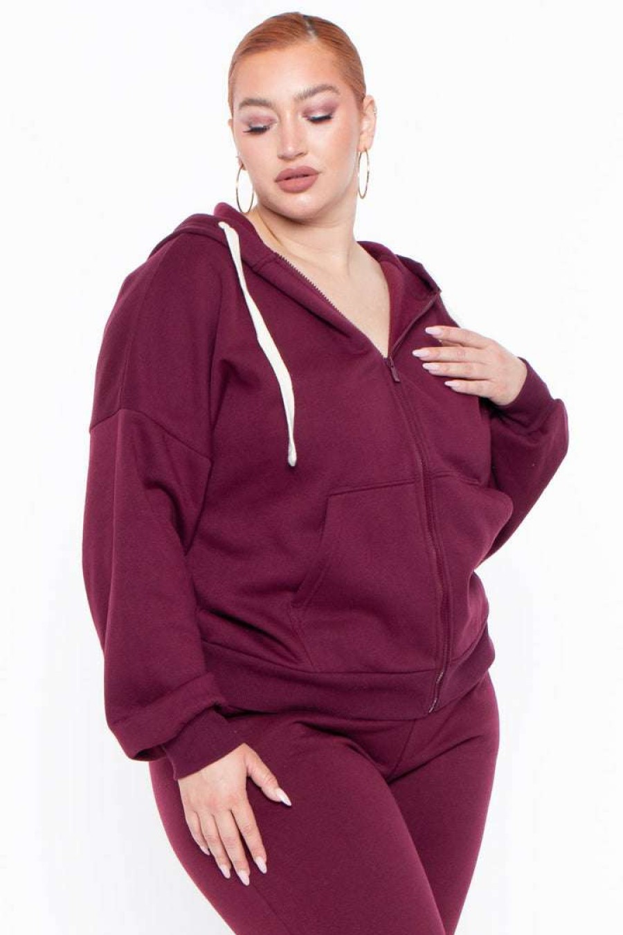 Sets * | Zenana Plus Size Zoe Lounge Set Burgundy