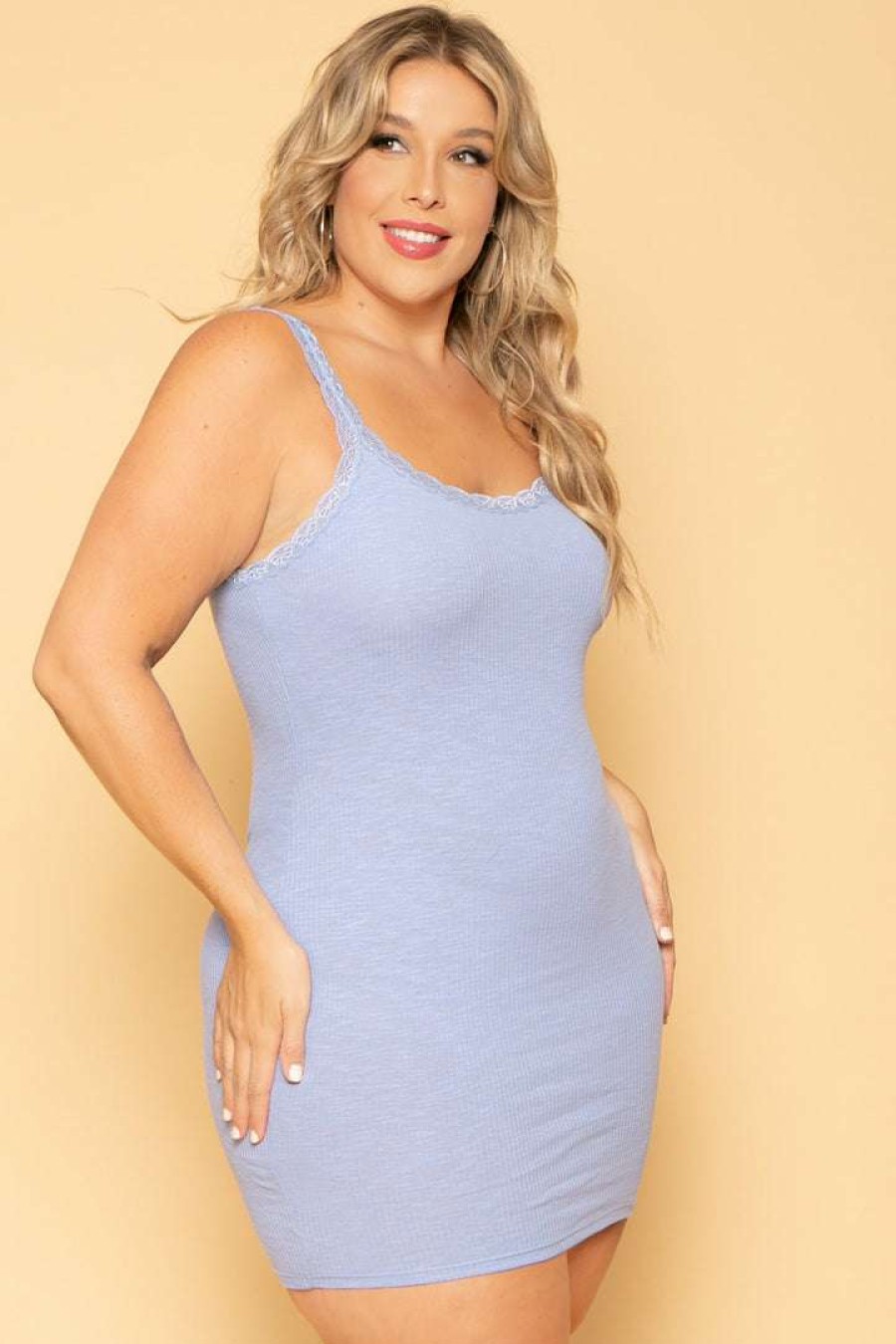 Dresses * | Haute Monde Plus Size Rachel Cami Dress Light Blue