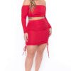 Sets * | Curvy Sense Sets Plus Size Tiffany Matching Skirt Set Red