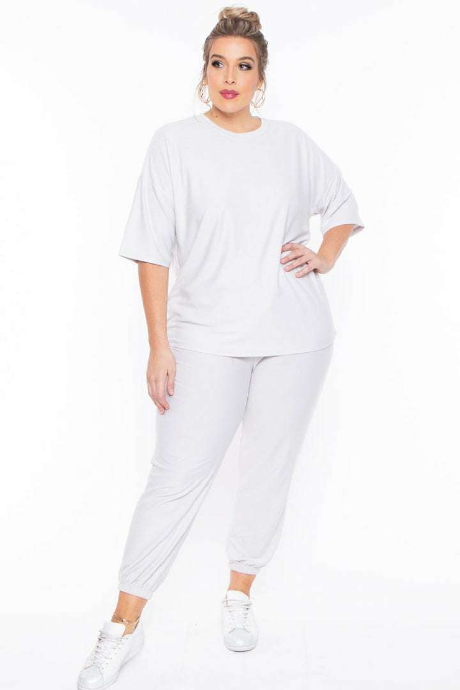 Sets * | Zenana Sets Plus Size Dee Lounge Set Off White