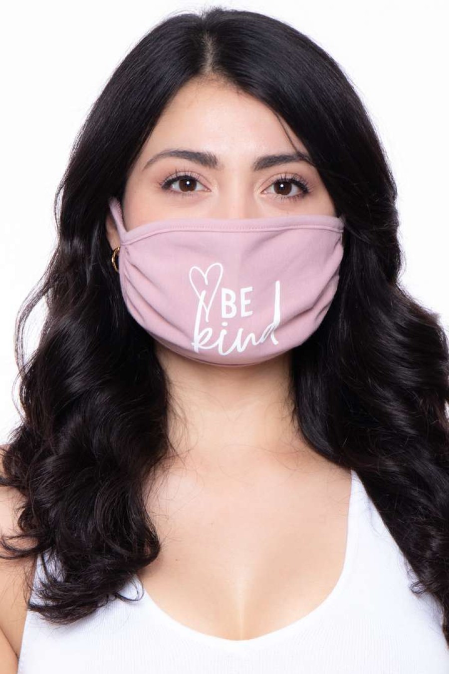 Accessories * | Curvy Sense Face Masks Washable & Reusable Printed Face Mask Be Kind New Mauve