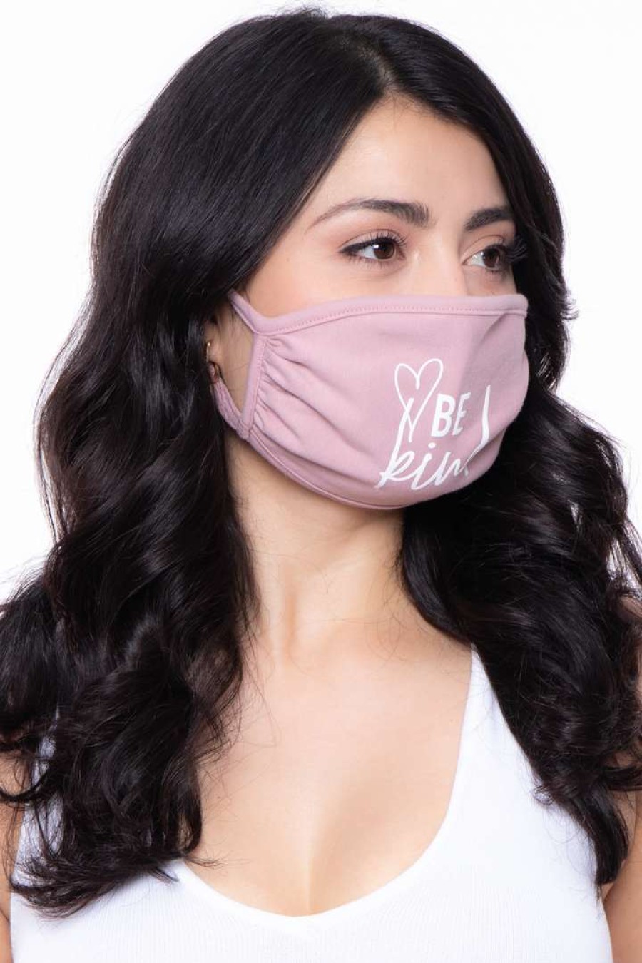 Accessories * | Curvy Sense Face Masks Washable & Reusable Printed Face Mask Be Kind New Mauve