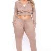 Sets * | Katy Usa Sets Plus Size Jesse Matching Jogger Set Taupe