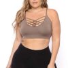 Tops * | Zenana Plus Size Caged Bralette Back In Stock Mocha