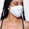 Accessories * | Curvy Sense Washable Dual-Layer Lace-Trimmed Leopard Satin Face Mask Face Masks White