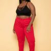 Bottoms * | Ambiance New Arrivals Plus Size Sweat Jogger Red