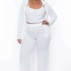 Sets * | Rosevelvet Plus Size Ribbed Hoodie Cami And Jogger Set Ivory