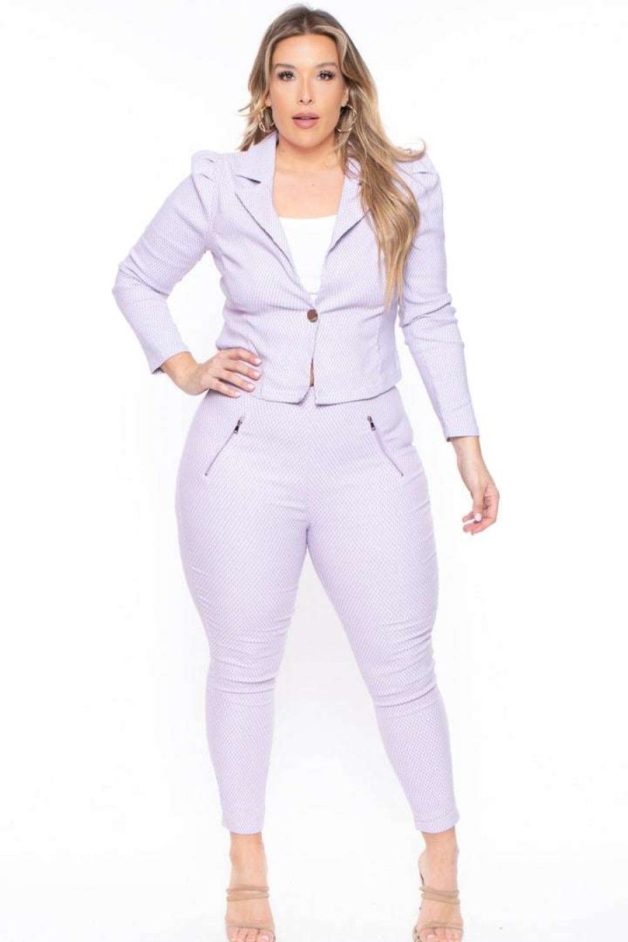 Sets * | Haute Monde Plus Size Feeling Like A Boss Suit Sets Lavender