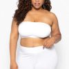 Tops * | Zenana Plus Size Seamless Bandeau Bra Tops White