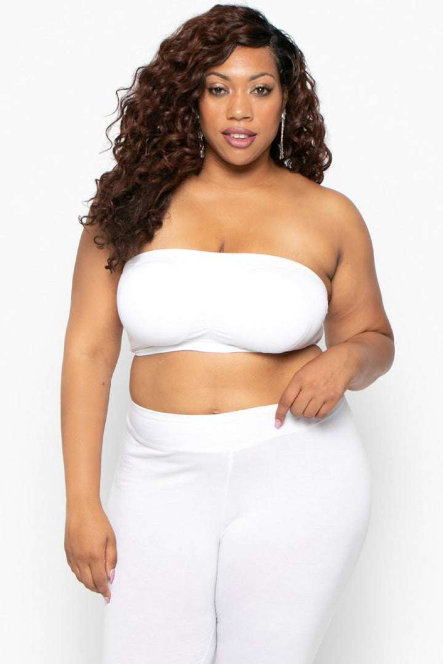 Tops * | Zenana Plus Size Seamless Bandeau Bra Tops White