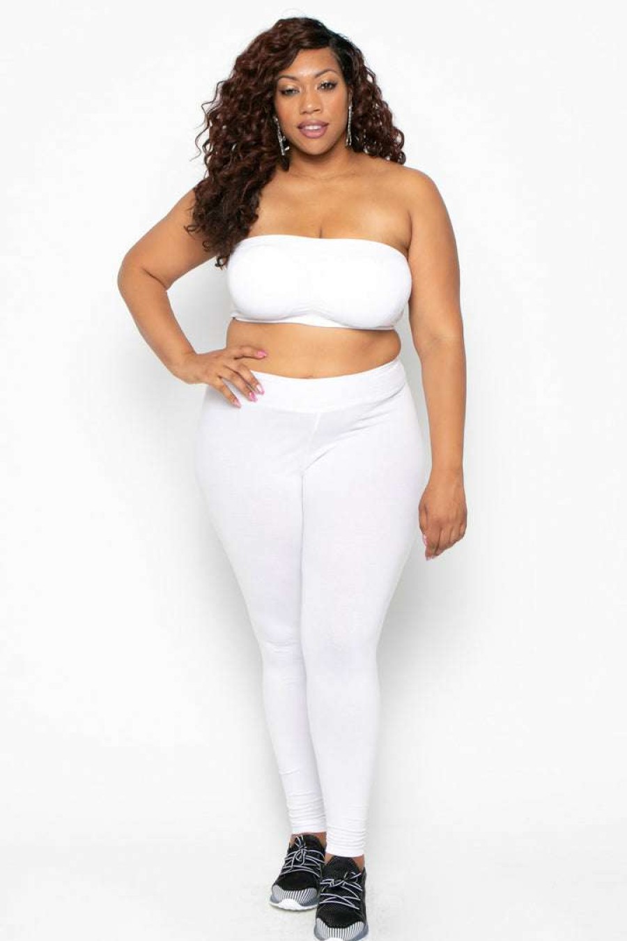 Tops * | Zenana Plus Size Seamless Bandeau Bra Tops White