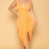 Dresses * | Curvy Sense Plus Size Sunkissed Slinky Bodycon Dress Orange