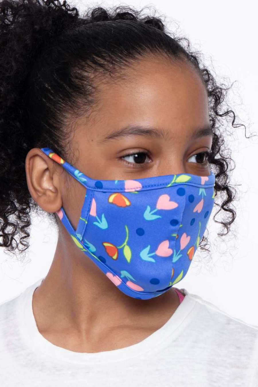 Accessories * | Curvy Sense Kids Washable Fun Patterns Face Mask ( Ages 4 11 ) Tulip Hearts