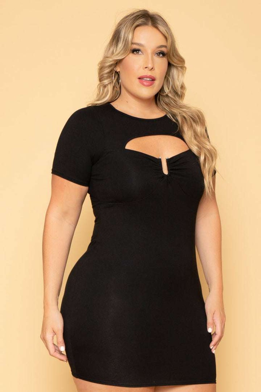 Dresses * | Curvy Sense New Arrivals Plus Size Kiss Me More Bodycon Dress Black