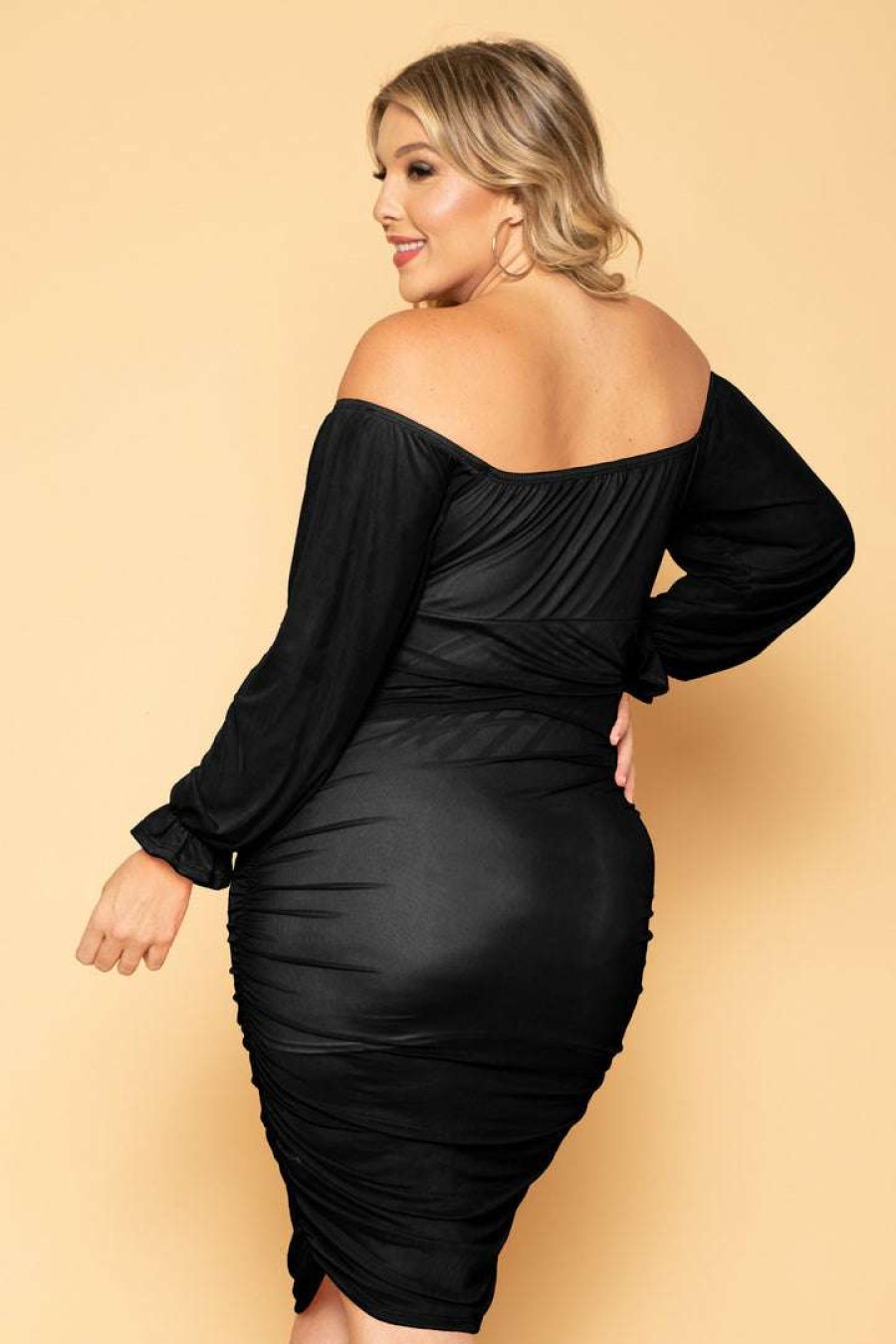 Dresses * | Curvy Sense New Arrivals Plus Size Carina Mesh Bodycon Dress Black