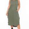 Dresses * | Zenana Plus Size Tank Maxi T-Shirt Dress Dresses Olive